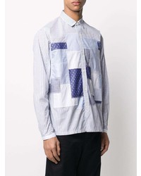 Chemise à manches longues à patchwork bleu clair Junya Watanabe MAN