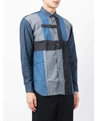 Chemise à manches longues à patchwork bleu marine Comme Des Garcons SHIRT