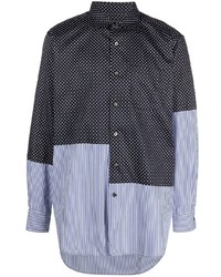 Chemise à manches longues à patchwork bleu marine Engineered Garments