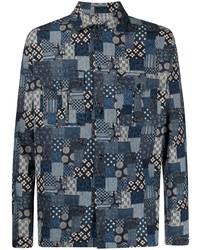 Chemise à manches longues à patchwork bleu marine Glanshirt