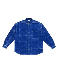Chemise à manches longues à patchwork bleue Marcelo Burlon County of Milan