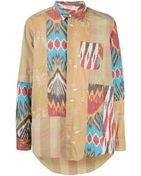 Chemise à manches longues à patchwork marron clair Engineered Garments