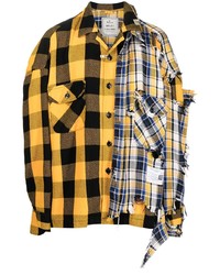 Chemise à manches longues à patchwork moutarde Maison Mihara Yasuhiro