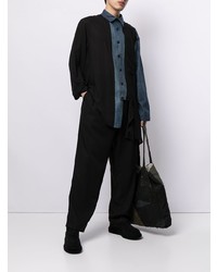 Chemise à manches longues à patchwork noire Yohji Yamamoto