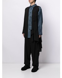 Chemise à manches longues à patchwork noire Yohji Yamamoto