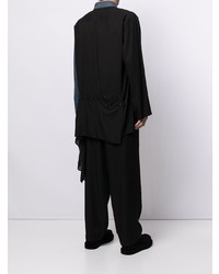 Chemise à manches longues à patchwork noire Yohji Yamamoto