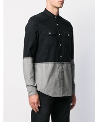 Chemise à manches longues à patchwork noire Balmain