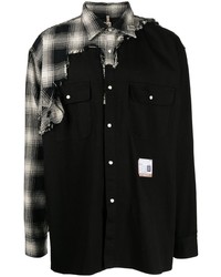 Chemise à manches longues à patchwork noire Maison Mihara Yasuhiro