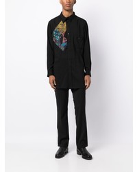 Chemise à manches longues à patchwork noire Yohji Yamamoto