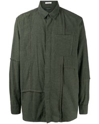 Chemise à manches longues à patchwork olive Engineered Garments