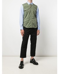 Chemise à manches longues à patchwork olive Junya Watanabe MAN