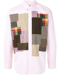 Chemise à manches longues à patchwork rose Junya Watanabe MAN