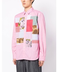Chemise à manches longues à patchwork rose Junya Watanabe MAN