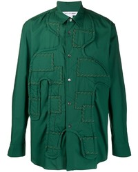 Chemise à manches longues à patchwork verte