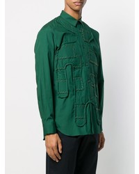 Chemise à manches longues à patchwork verte Comme Des Garcons SHIRT
