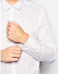 Chemise à manches longues á pois blanche Asos