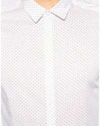 Chemise à manches longues á pois blanche Asos