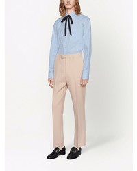 Chemise à manches longues á pois bleu clair Gucci