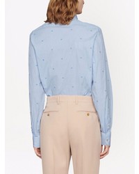 Chemise à manches longues á pois bleu clair Gucci