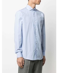 Chemise à manches longues á pois bleu clair Ermenegildo Zegna