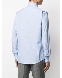 Chemise à manches longues á pois bleu clair Ermenegildo Zegna