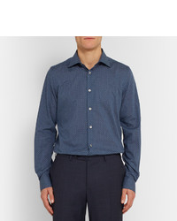 Chemise à manches longues á pois bleu marine Paul Smith