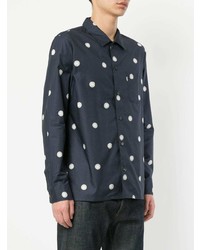 Chemise à manches longues á pois bleu marine A.P.C.