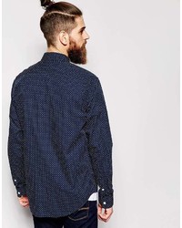 Chemise à manches longues á pois bleu marine Timberland