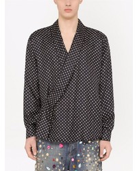 Chemise à manches longues á pois noire et blanche Dolce & Gabbana