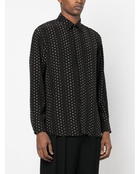 Chemise à manches longues á pois noire Saint Laurent