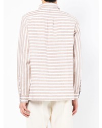 Chemise à manches longues à rayures horizontales beige PS Paul Smith