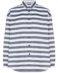 Chemise à manches longues à rayures horizontales blanc et bleu marine Sunnei