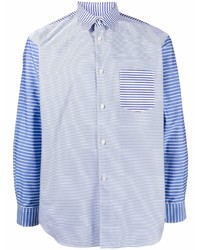 Chemise à manches longues à rayures horizontales blanc et bleu Comme Des Garcons SHIRT
