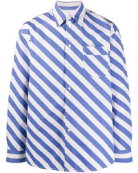 Chemise à manches longues à rayures horizontales blanc et bleu Marni