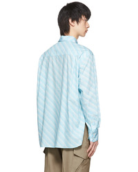 Chemise à manches longues à rayures horizontales bleu clair Commission