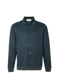Chemise à manches longues à rayures horizontales bleu marine Cerruti 1881