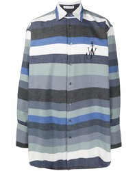 Chemise à manches longues à rayures horizontales bleue JW Anderson