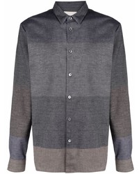 Chemise à manches longues à rayures horizontales gris foncé Stephan Schneider