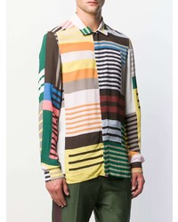Chemise à manches longues à rayures horizontales multicolore Rick Owens
