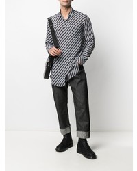 Chemise à manches longues à rayures horizontales noire Emporio Armani