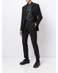 Chemise à manches longues à rayures horizontales noire Emporio Armani