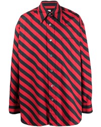 Chemise à manches longues à rayures horizontales rouge et noir