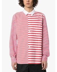 Chemise à manches longues à rayures horizontales rouge Comme Des Garcons Homme Plus