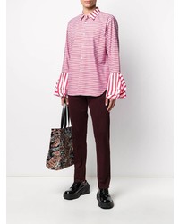 Chemise à manches longues à rayures horizontales rouge Comme Des Garcons Homme Plus