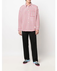 Chemise à manches longues à rayures horizontales rouge Marni