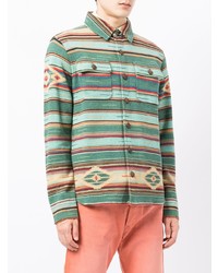 Chemise à manches longues à rayures horizontales vert foncé Ralph Lauren RRL
