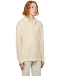 Chemise à manches longues à rayures verticales beige Séfr