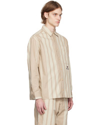 Chemise à manches longues à rayures verticales beige Tommy Jeans