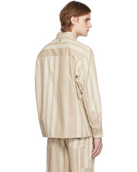 Chemise à manches longues à rayures verticales beige Tommy Jeans