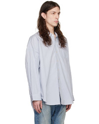 Chemise à manches longues à rayures verticales beige R13